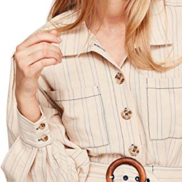 NWT Free People Belted Button Down Collared Maxi - Picture 6 of 10